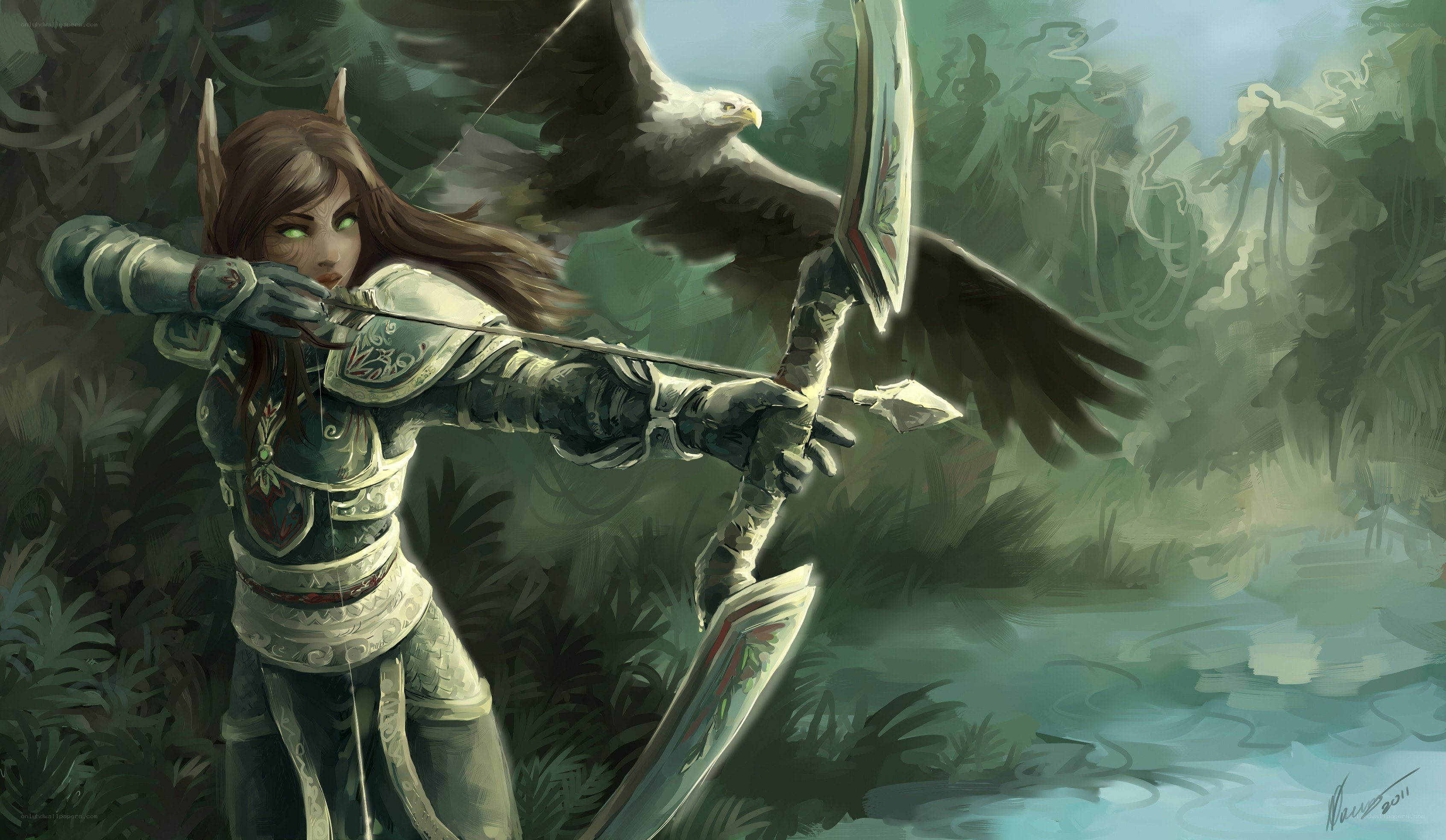 elf archer with eagle companion