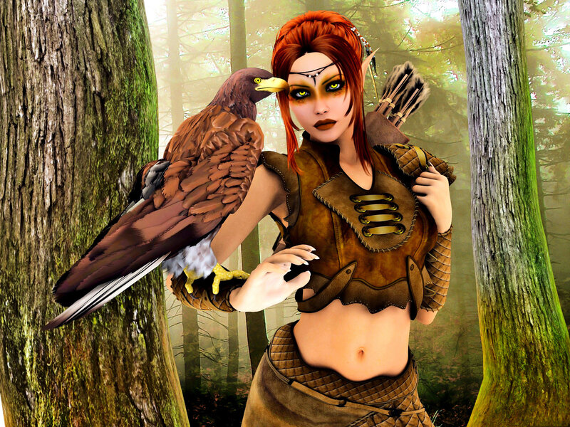 Elf Archer with Eagle