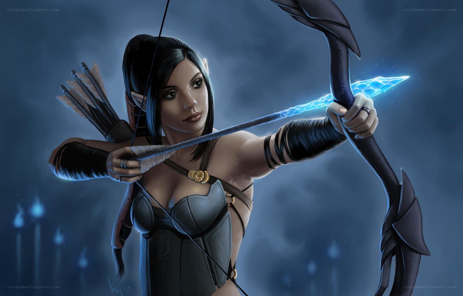 elf archer with glowing arrow