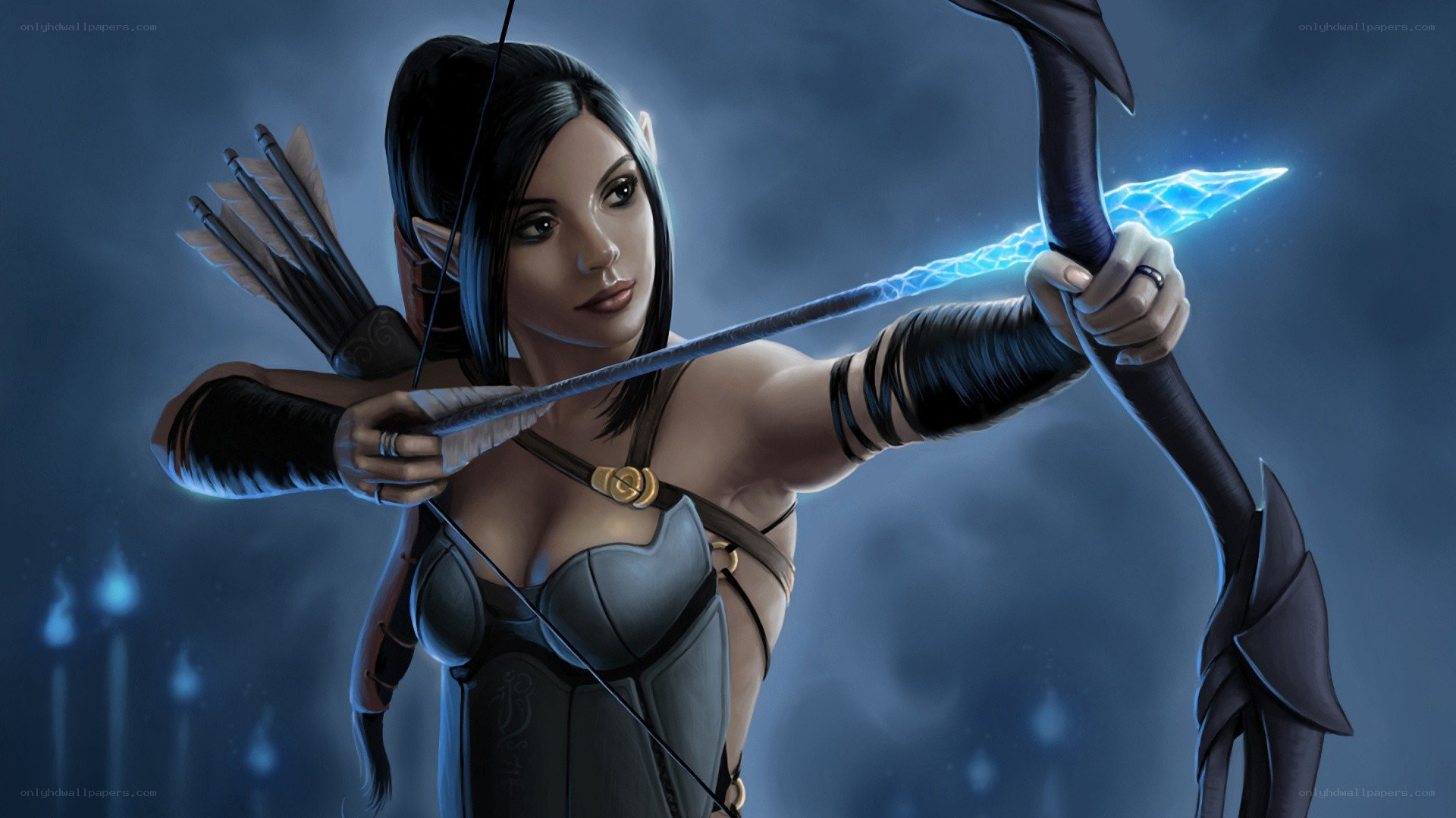 elf archer with glowing arrow