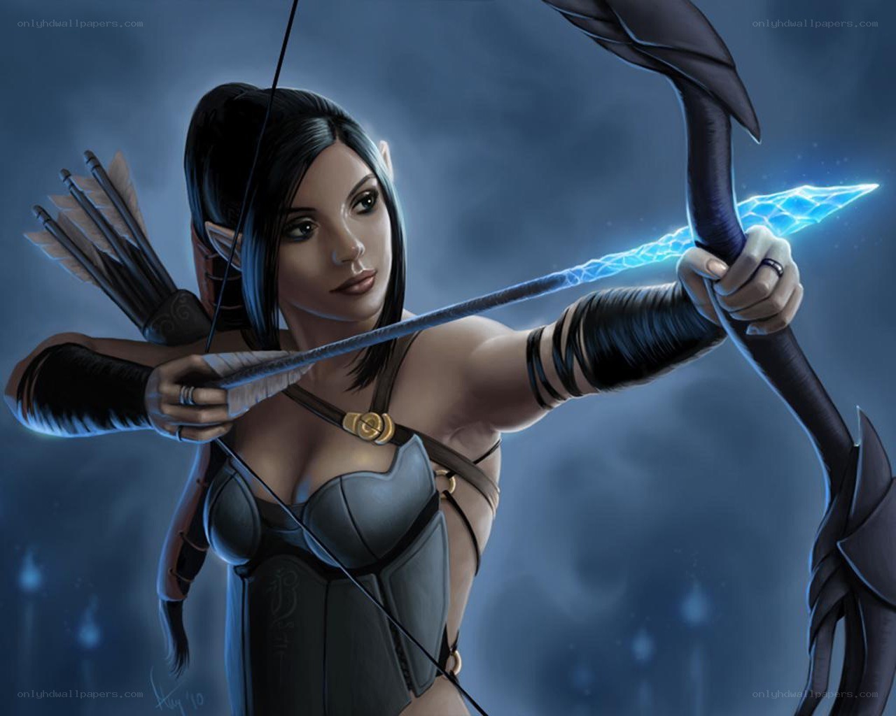 elf archer with glowing arrow