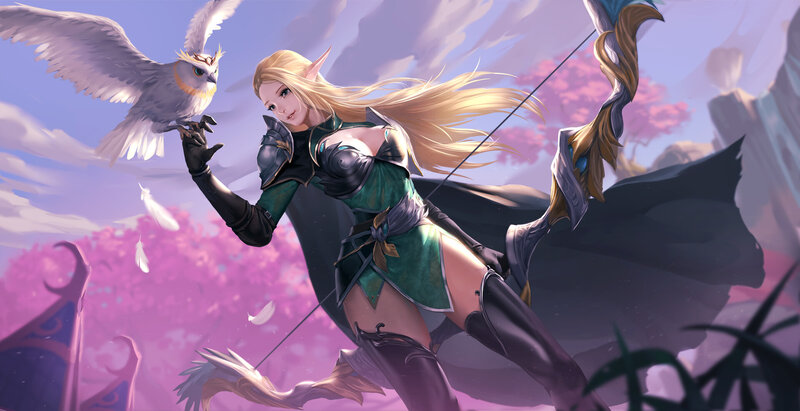 Elf Archer with Owl — Purple