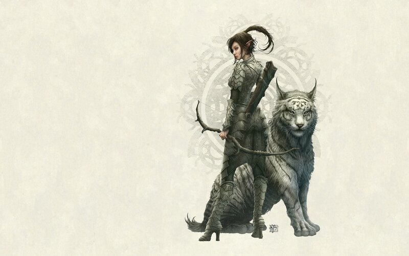 elf archer with white tiger