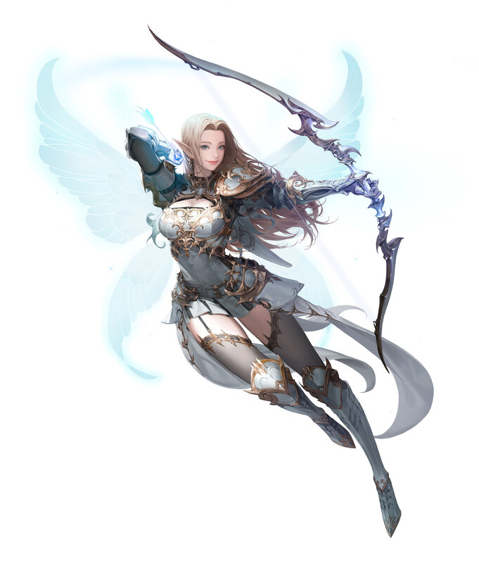 Elf Archer with Wings — White