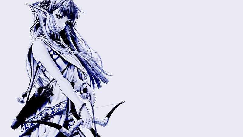 Elf Archer Woman — Blue, Dramatic, Manga