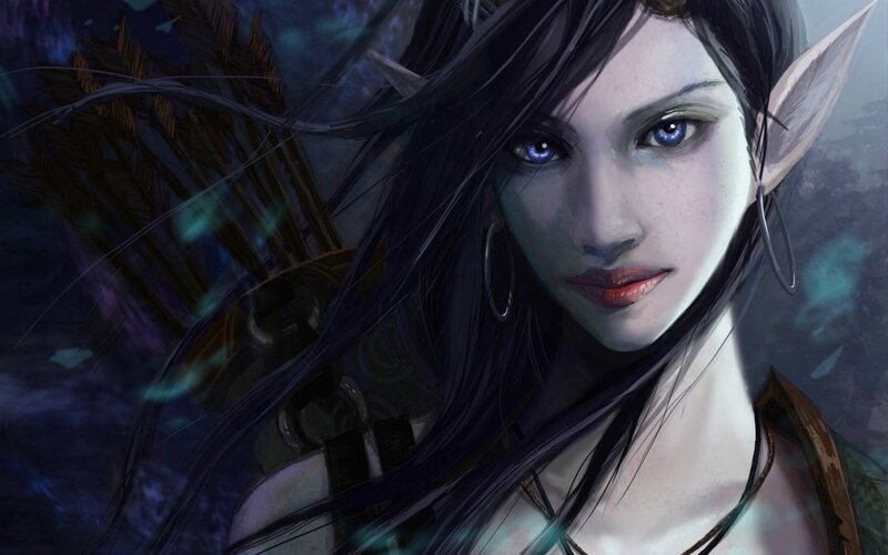 Elf Archer Woman — Blue, Dramatic