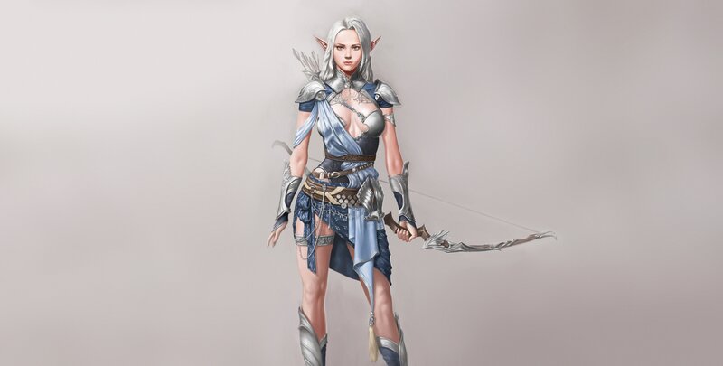 Elf Archer Woman — Blue, Neutral
