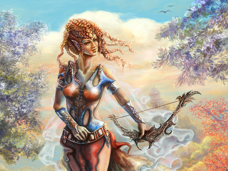 Elf Archer Woman — Blue