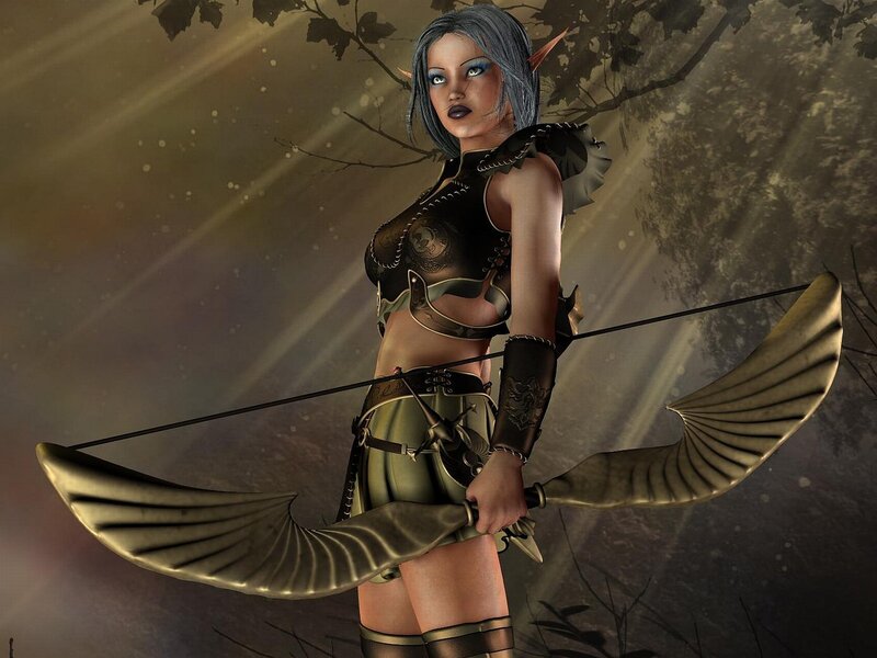 Elf Archer Woman — Brown, Dramatic, Night