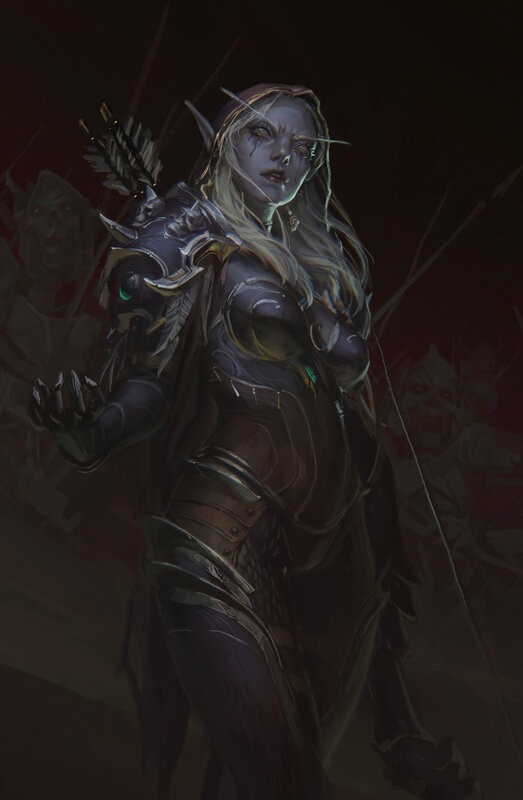 Elf Archer Woman — Dark Red