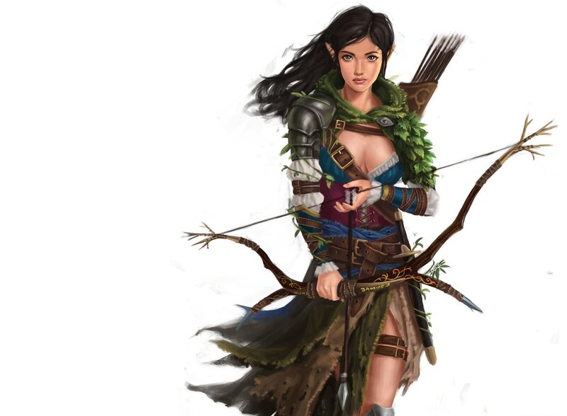 Elf Archer Woman — Green, Determined