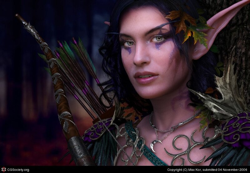 Elf Archer Woman — Purple, Dramatic