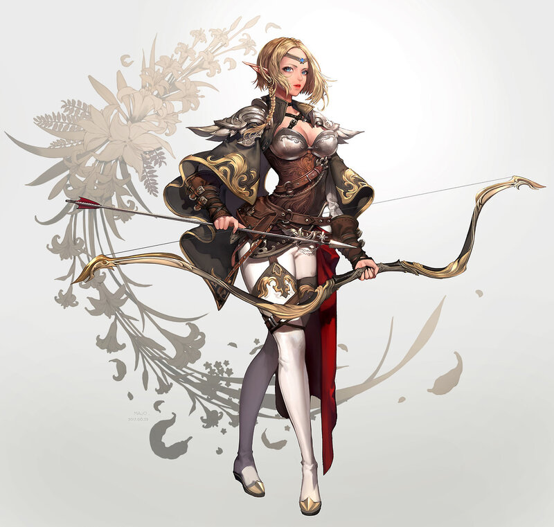 Elf Archer Woman — White, Dramatic