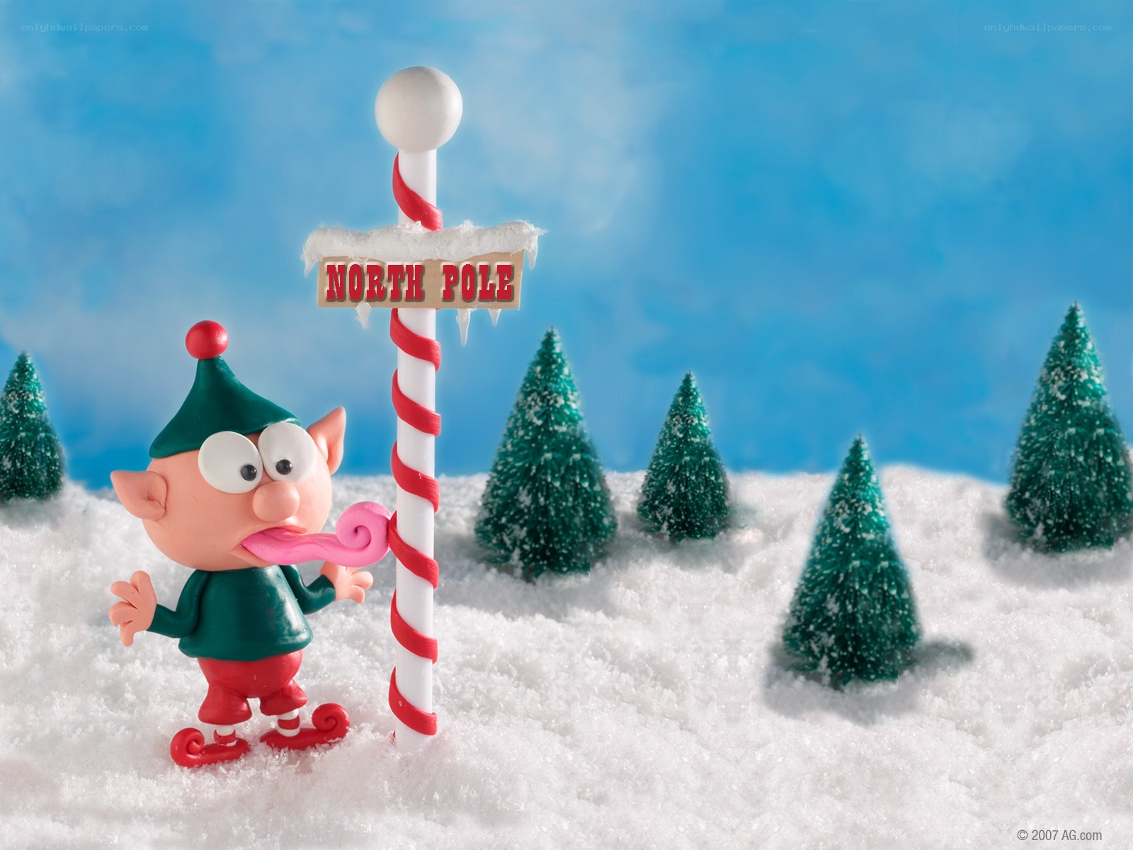 elf at north pole sign