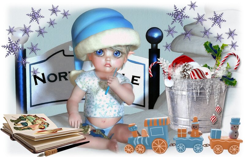 Elf Baby in Winter Scene