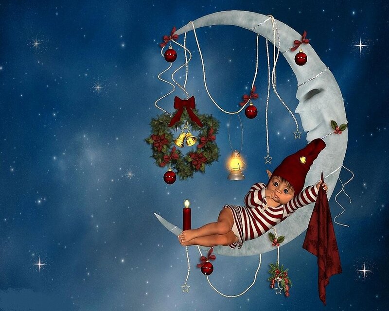 Elf Baby on Crescent Moon