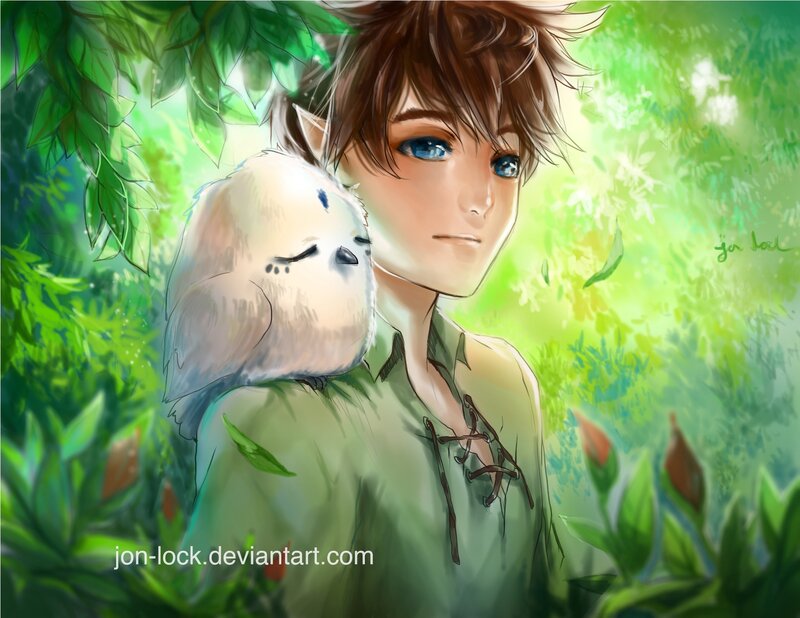 Elf Boy with Bird