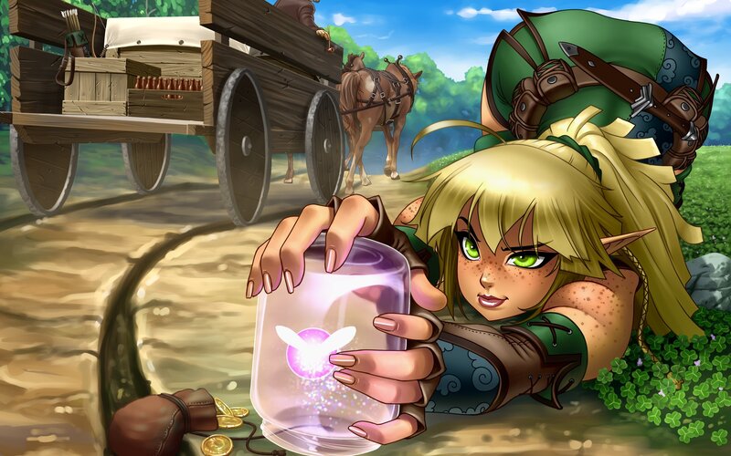 Elf Character Holding Jar