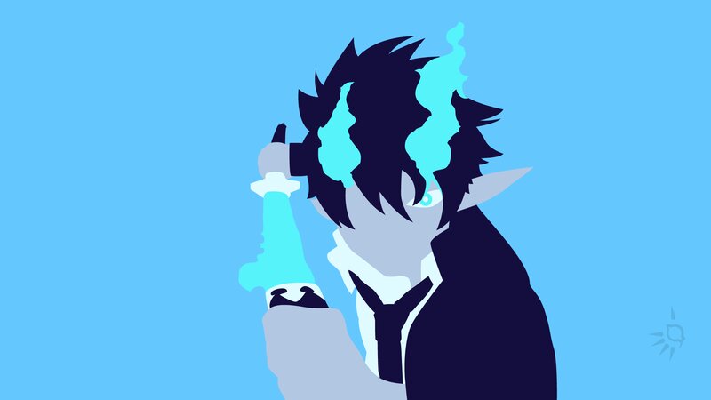 Elf Character Holding Sword — Blue