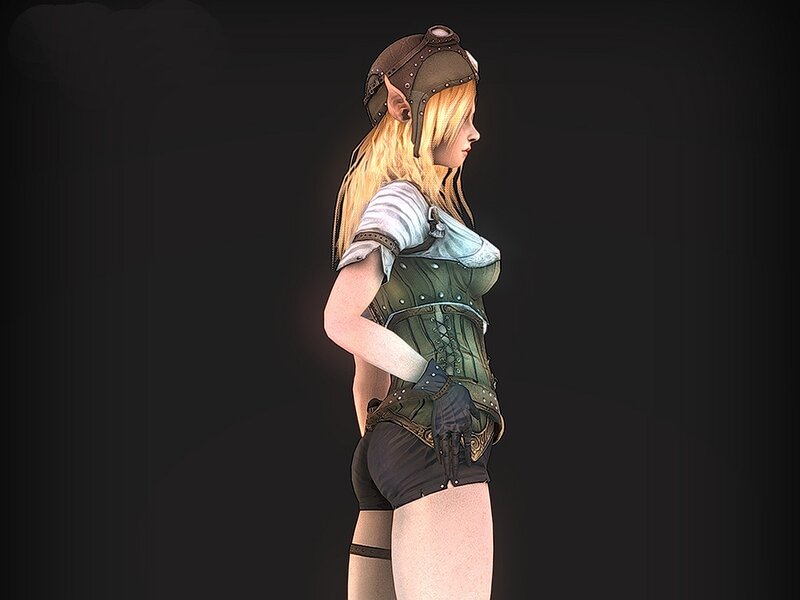 Elf Character in Armor — Black, Neutral