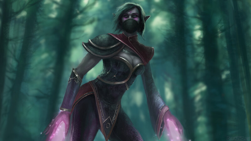 Elf Character in Forest — Green, Mysterious, Digital Art