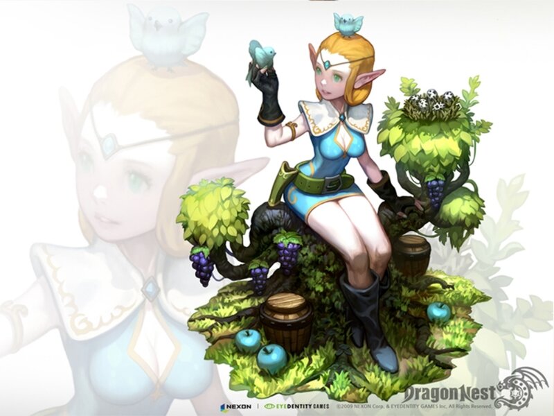 Elf Character with Birds