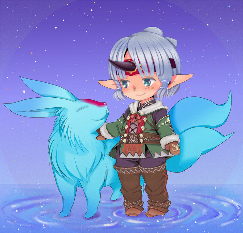 Elf Character with Blue Creature
