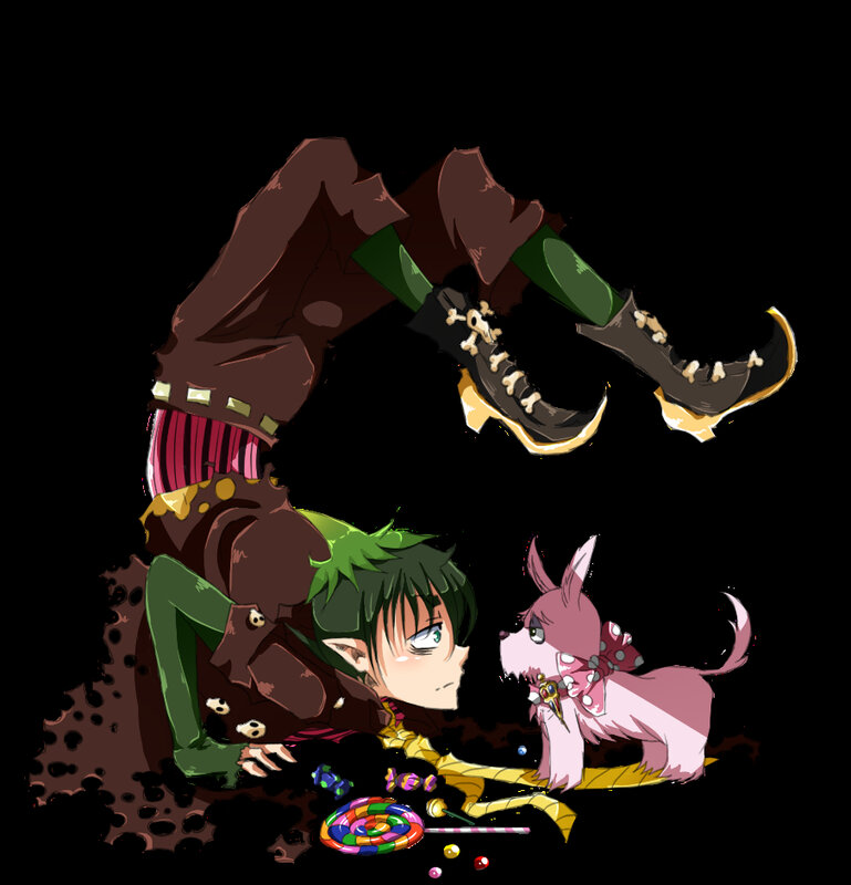 elf character with candy and pet