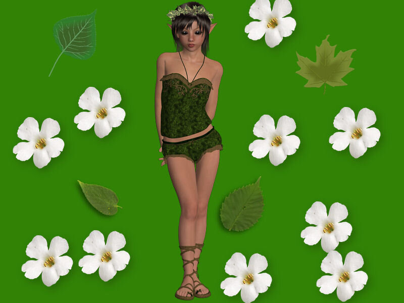 elf character with flowers