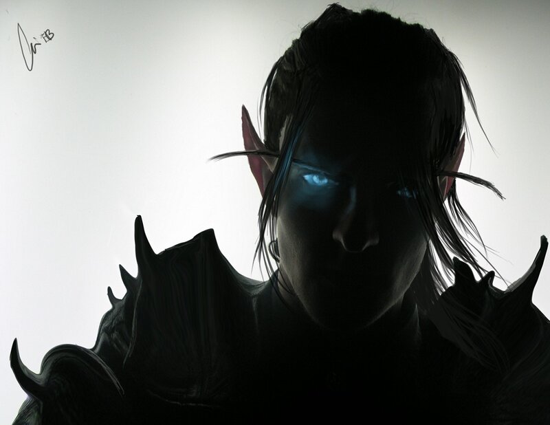 Elf Character with Glowing Eyes