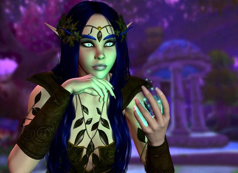 elf character with glowing hands