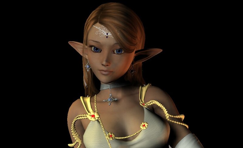 elf character with golden accessories