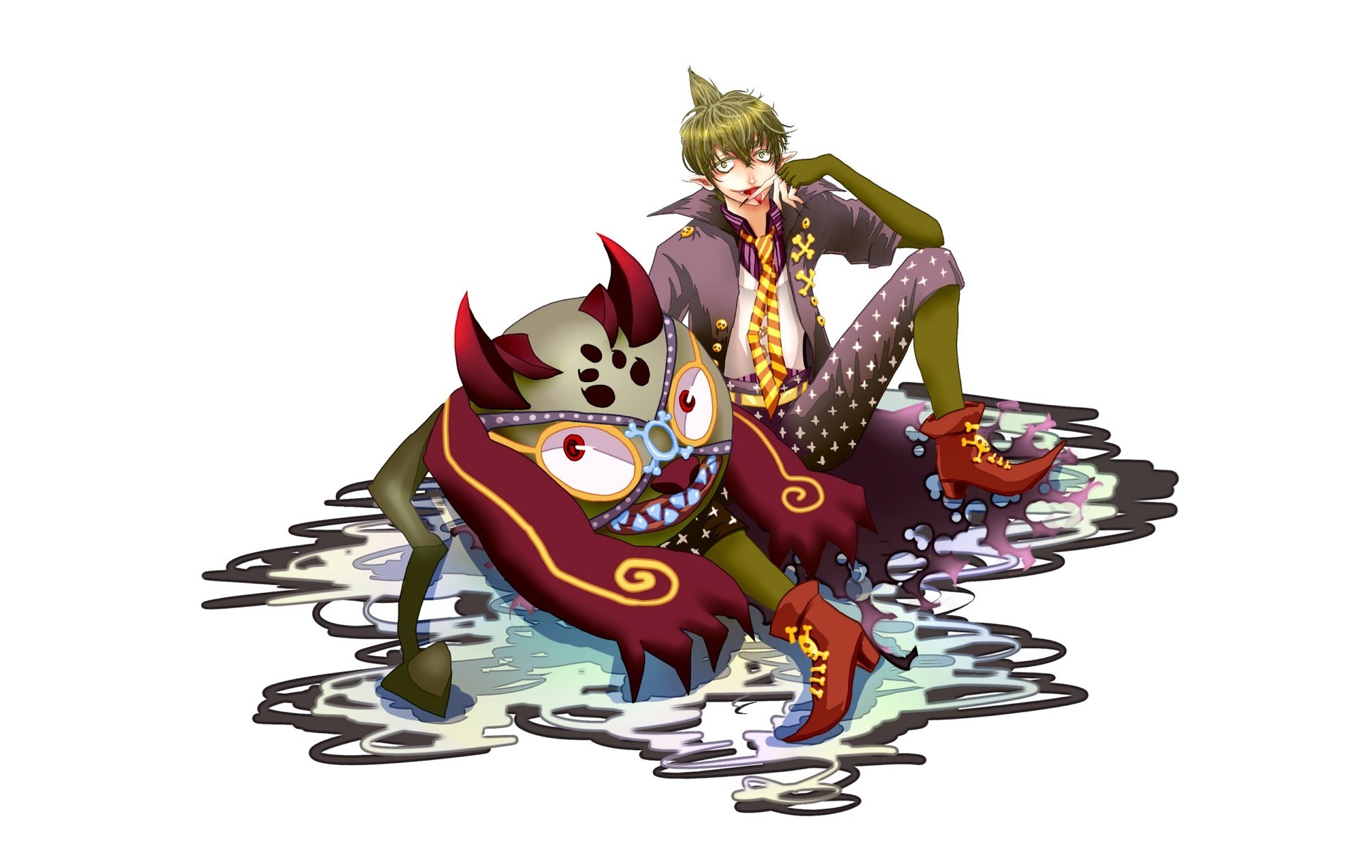 elf character with monster companion