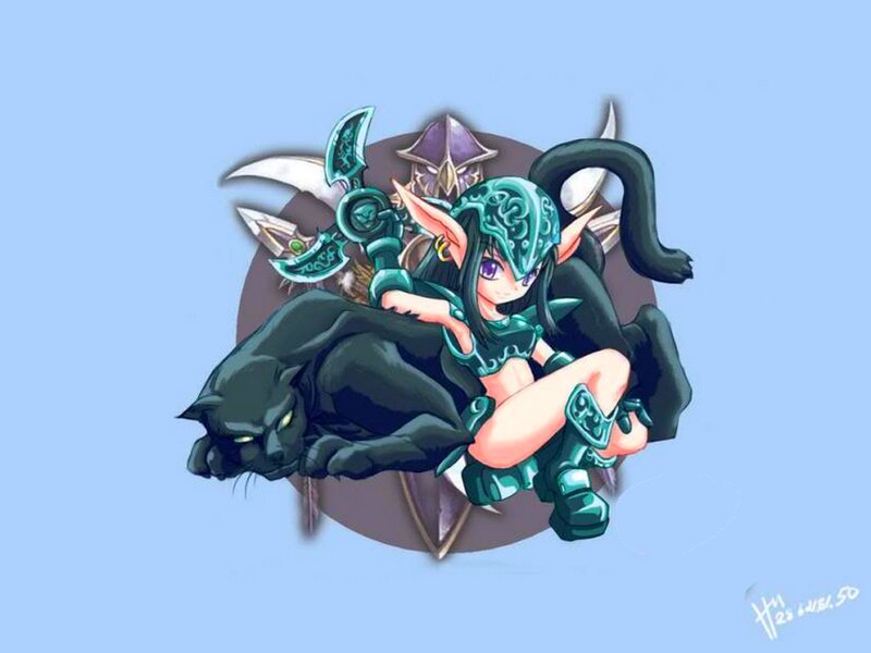 Elf Character with Panther — Blue