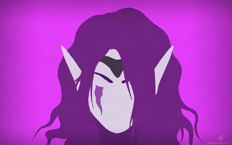 Elf Character with Purple Hair