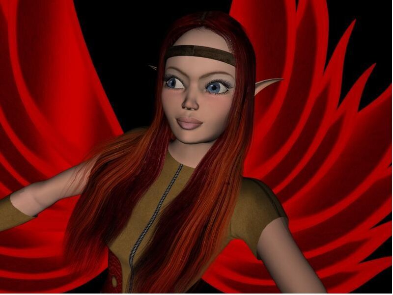 elf character with red wings