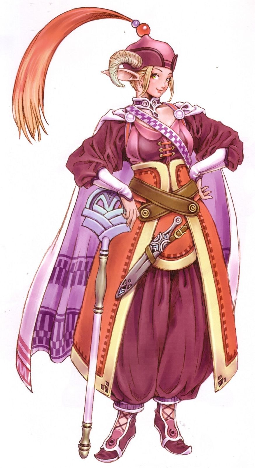 elf character with staff and sword