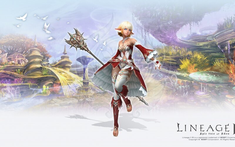 Elf Character with Staff — Red
