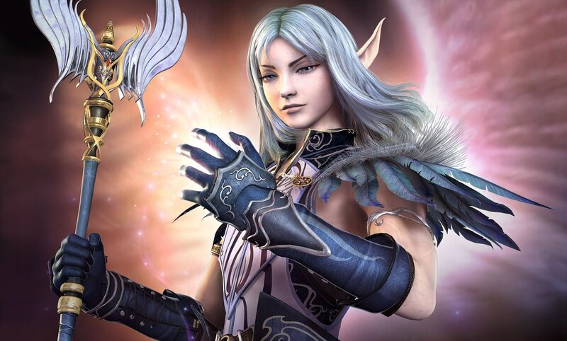 Elf Character with Staff — Silver