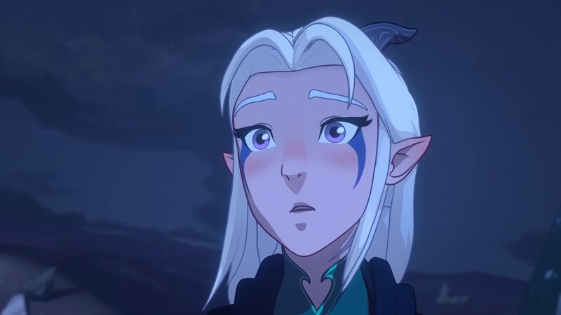 Elf Character with White Hair — Blue, Dramatic