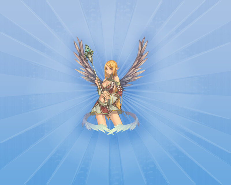 Elf Character with Wings — Blue