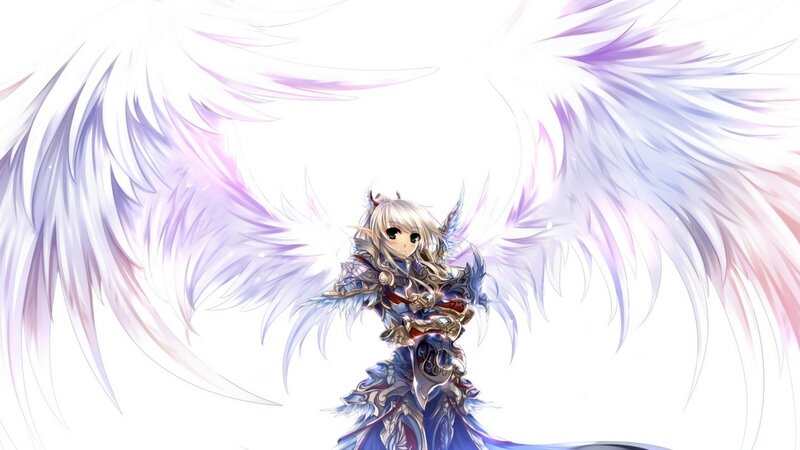 Elf Character with Wings — White, Serene