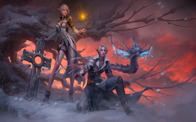 Elf Characters in Snow