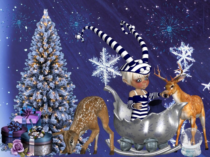 Elf Child in Sleigh