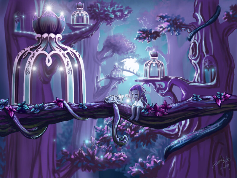 Elf Child on Tree Branch