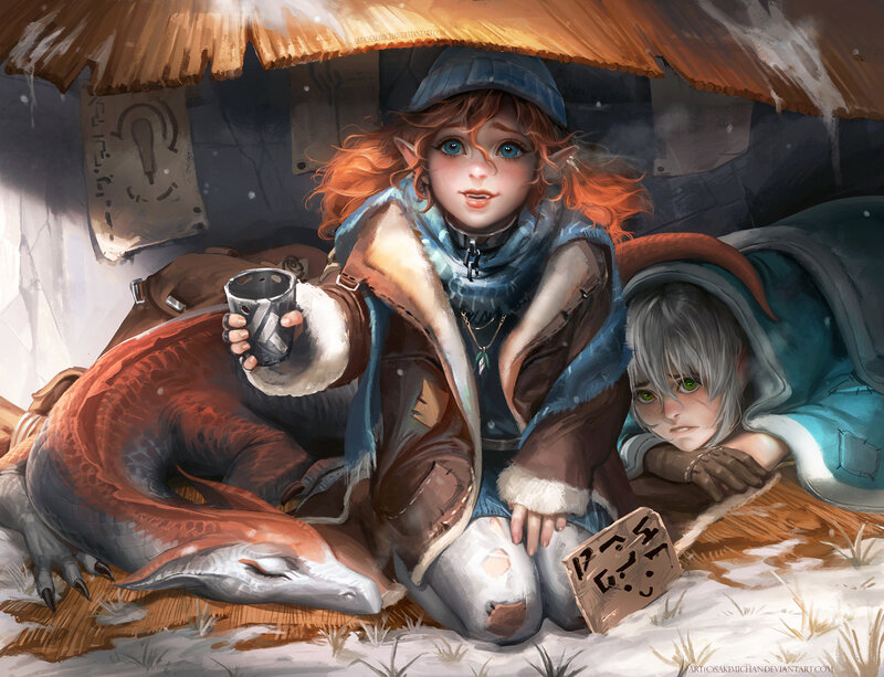 Elf Child with Dragon