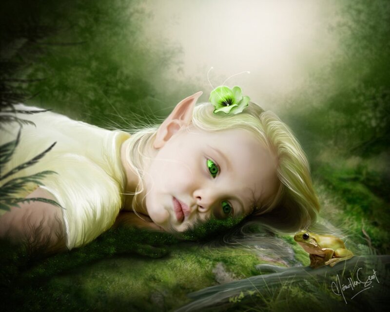 Elf Child with Frog