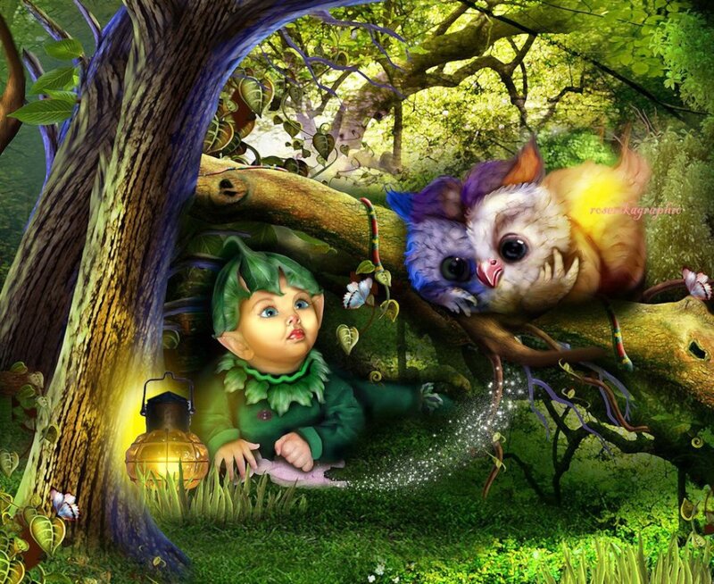 Elf Child with Owl