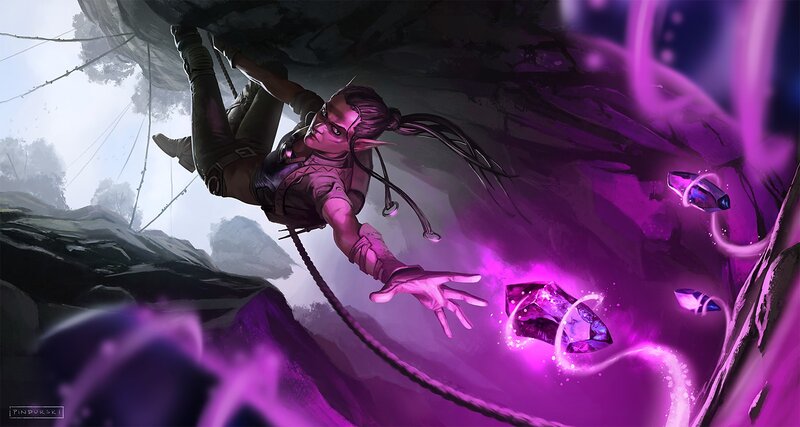 Elf Climbing with Crystals