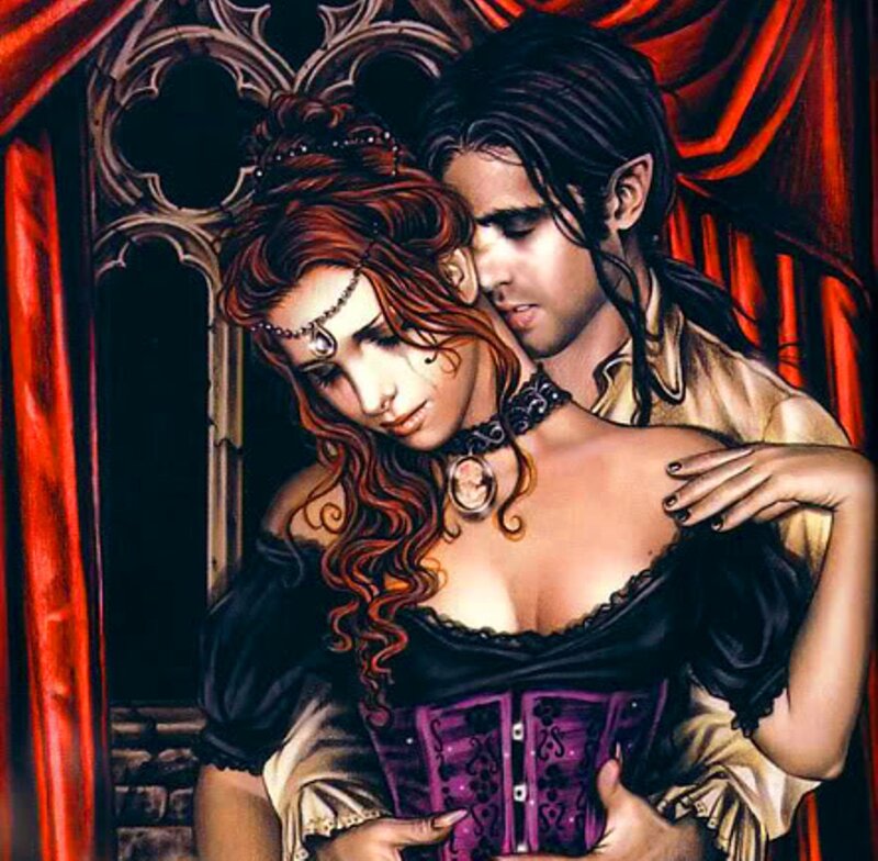 Elf Couple Embracing — Red